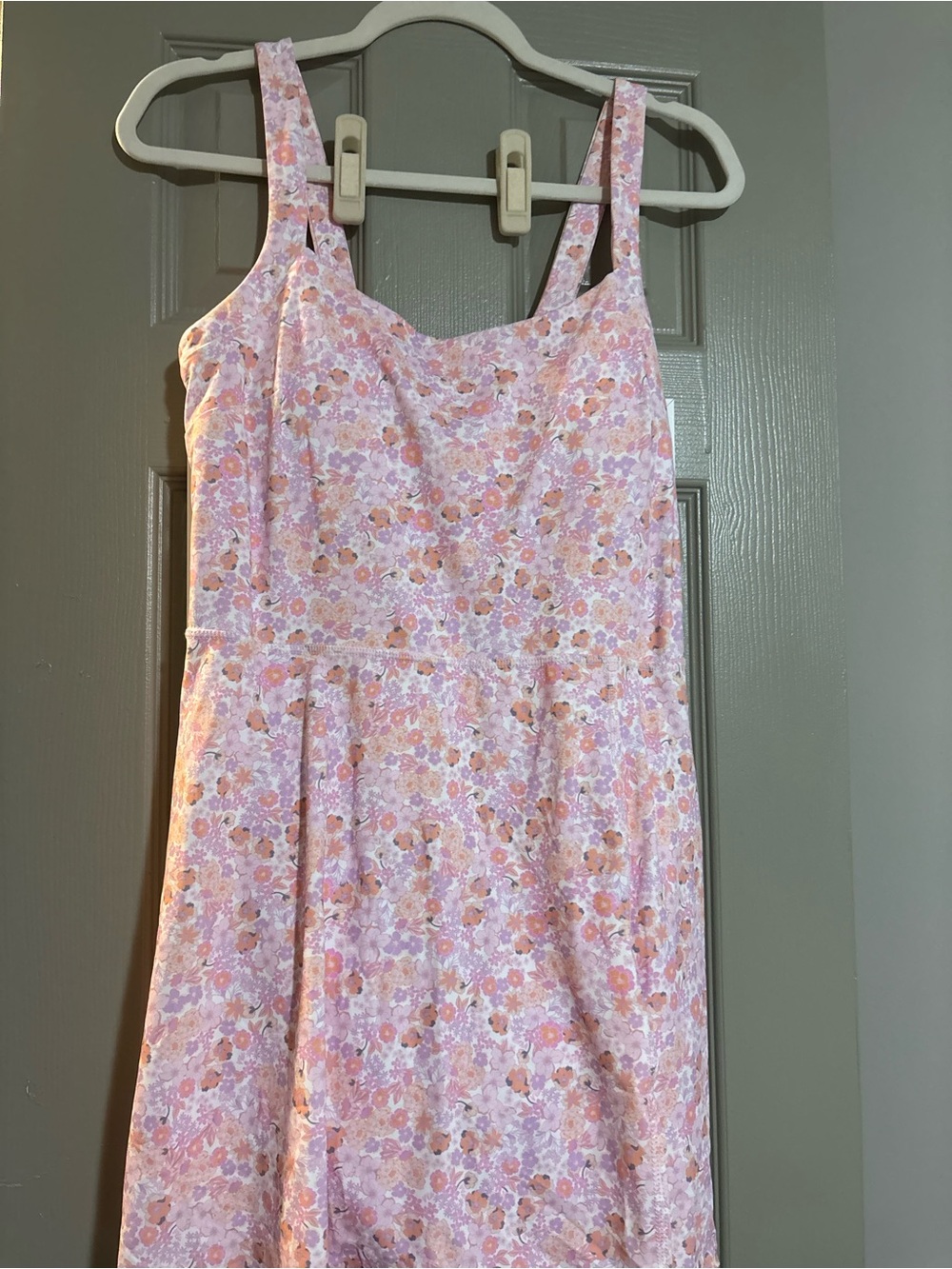 Women’s Pink Floral athletic Sundress - Sleeveless Dress with shorts attached